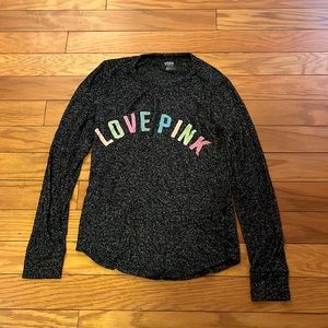 Victoria’s Secret PINK Top Women Small Black Love Pink Top